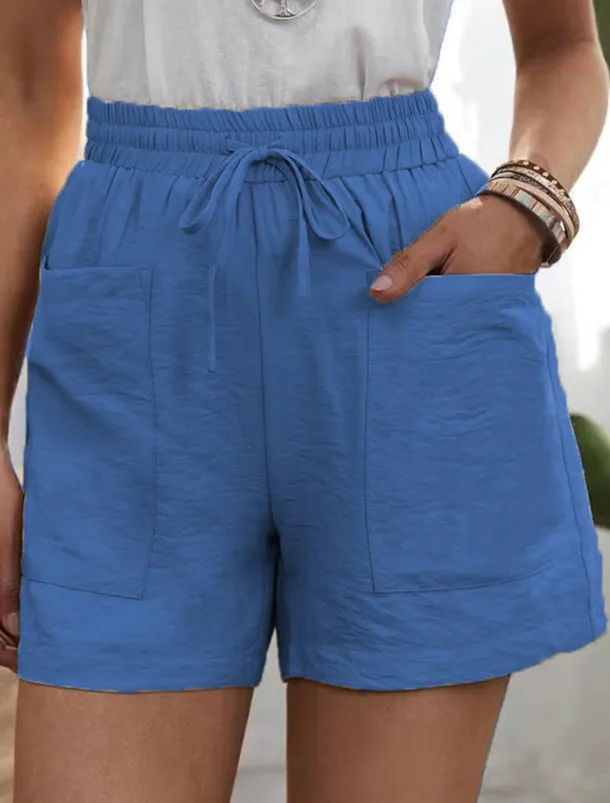 Women's Shorts Slacks Active Simple Casual Short High Waist Plain Pocket Drawstring Elastic Waist Breathability Soft Comfortable Micro-elastic Vacation Casual Daily Weekend Black White Yellow Pink