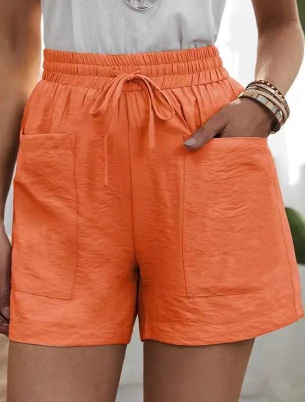 Women's Shorts Slacks Active Simple Casual Short High Waist Plain Pocket Drawstring Elastic Waist Breathability Soft Comfortable Micro-elastic Vacation Casual Daily Weekend Black White Yellow Pink
