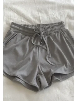 Women's Shorts Slacks Casual Short Natural Plain Pocket Elastic Drawstring Design Breathability Soft Micro-elastic Street Casual Grey Black White Dark Navy Summer Regular Fit