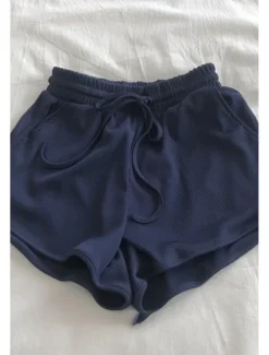 Women's Shorts Slacks Casual Short Natural Plain Pocket Elastic Drawstring Design Breathability Soft Micro-elastic Street Casual Grey Black White Dark Navy Summer Regular Fit