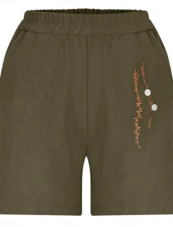 Women's Shorts Solid Color Chinos Fashion Basic Short Medium Waist Plain Pocket Elastic Waist Comfort Outdoor Micro-elastic Vacation Street Causal Army Green Black White Blue Summer Regular Fit