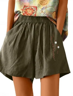 Women's Shorts Solid Color Chinos Fashion Basic Short Medium Waist Plain Pocket Elastic Waist Comfort Outdoor Micro-elastic Vacation Street Causal Army Green Black White Blue Summer Regular Fit