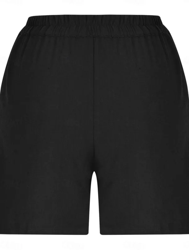 Women's Shorts Solid Color Chinos Fashion Basic Short Medium Waist Plain Pocket Elastic Waist Comfort Outdoor Micro-elastic Vacation Street Causal Army Green Black White Blue Summer Regular Fit