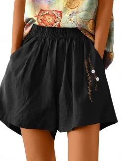 Women's Shorts Solid Color Chinos Fashion Basic Short Medium Waist Plain Pocket Elastic Waist Comfort Outdoor Micro-elastic Vacation Street Causal Army Green Black White Blue Summer Regular Fit