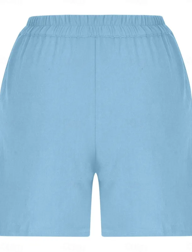 Women's Shorts Solid Color Chinos Fashion Basic Short Medium Waist Plain Pocket Elastic Waist Comfort Outdoor Micro-elastic Vacation Street Causal Army Green Black White Blue Summer Regular Fit