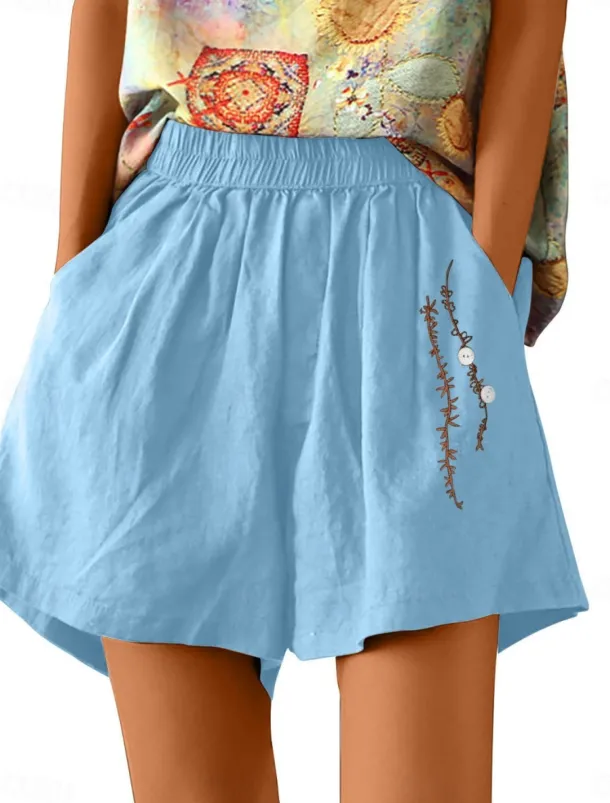 Women's Shorts Solid Color Chinos Fashion Basic Short Medium Waist Plain Pocket Elastic Waist Comfort Outdoor Micro-elastic Vacation Street Causal Army Green Black White Blue Summer Regular Fit