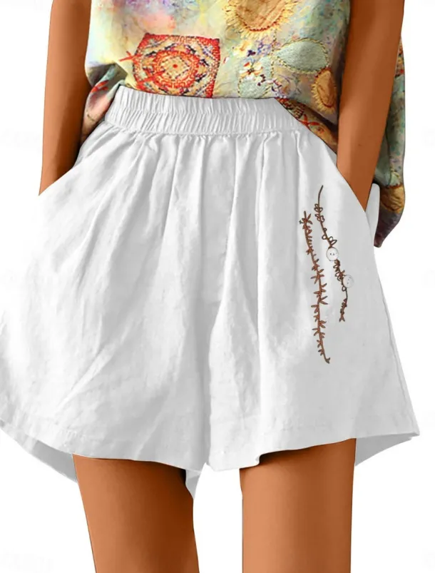 Women's Shorts Solid Color Chinos Fashion Basic Short Medium Waist Plain Pocket Elastic Waist Comfort Outdoor Micro-elastic Vacation Street Causal Army Green Black White Blue Summer Regular Fit