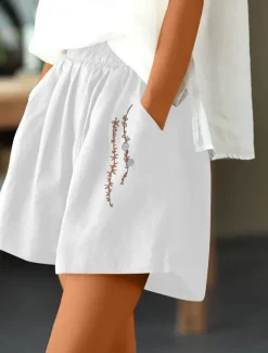 Women's Shorts Solid Color Chinos Fashion Basic Short Medium Waist Plain Pocket Elastic Waist Comfort Outdoor Micro-elastic Vacation Street Causal Army Green Black White Blue Summer Regular Fit