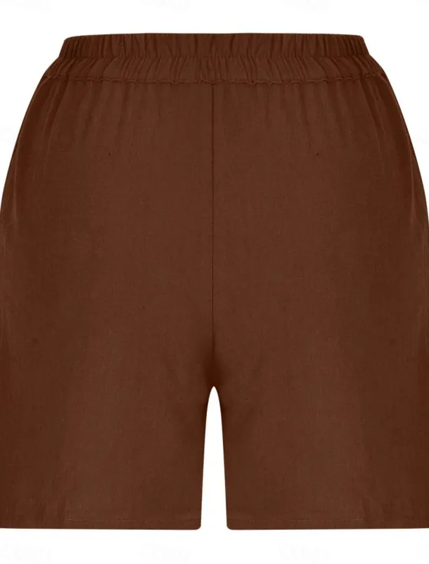 Women's Shorts Solid Color Chinos Fashion Basic Short Medium Waist Plain Pocket Elastic Waist Comfort Outdoor Micro-elastic Vacation Street Causal Army Green Black White Blue Summer Regular Fit