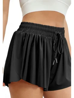 Women's Shorts Workout Pants Streetwear Casual Short Natural Plain Elastic Drawstring Design Quick Dry Breathability Comfortable Micro-elastic Sports Weekend Magenta Apricot Grey Black Summer Regular