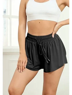 Women's Shorts Workout Pants Streetwear Casual Short Natural Plain Elastic Drawstring Design Quick Dry Breathability Comfortable Micro-elastic Sports Weekend Magenta Apricot Grey Black Summer Regular