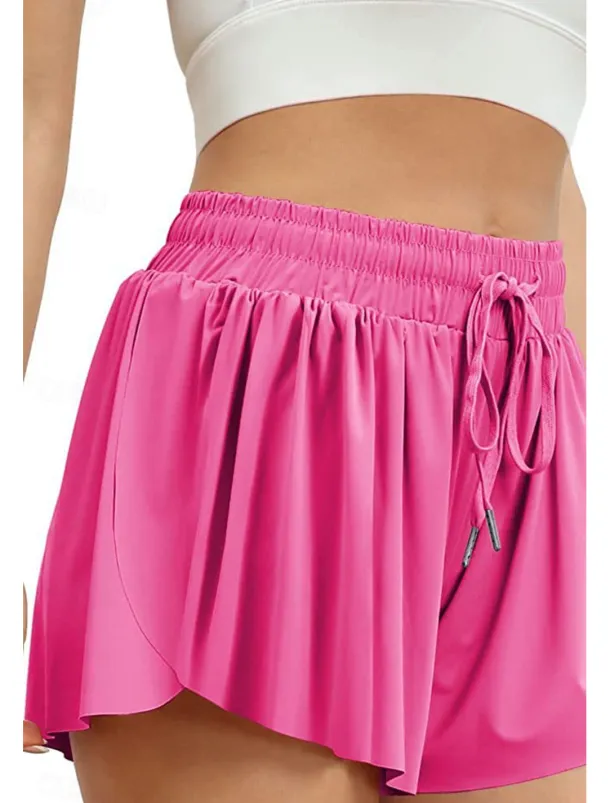 Women's Shorts Workout Pants Streetwear Casual Short Natural Plain Elastic Drawstring Design Quick Dry Breathability Comfortable Micro-elastic Sports Weekend Magenta Apricot Grey Black Summer Regular