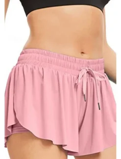 Women's Shorts Workout Pants Streetwear Casual Short Natural Plain Elastic Drawstring Design Quick Dry Breathability Comfortable Micro-elastic Sports Weekend Magenta Apricot Grey Black Summer Regular