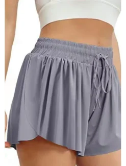 Women's Shorts Workout Pants Streetwear Casual Short Natural Plain Elastic Drawstring Design Quick Dry Breathability Comfortable Micro-elastic Sports Weekend Magenta Apricot Grey Black Summer Regular