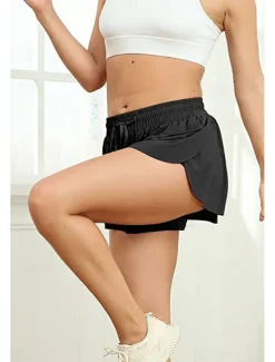 Women's Shorts Workout Pants Streetwear Casual Short Natural Plain Elastic Drawstring Design Quick Dry Breathability Comfortable Micro-elastic Sports Weekend Magenta Apricot Grey Black Summer Regular