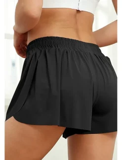 Women's Shorts Workout Pants Streetwear Casual Short Natural Plain Elastic Drawstring Design Quick Dry Breathability Comfortable Micro-elastic Sports Weekend Magenta Apricot Grey Black Summer Regular