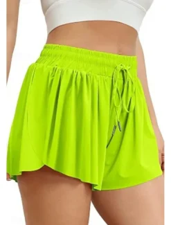 Women's Shorts Workout Pants Streetwear Casual Short Natural Plain Elastic Drawstring Design Quick Dry Breathability Comfortable Micro-elastic Sports Weekend Magenta Apricot Grey Black Summer Regular