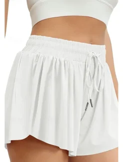 Women's Shorts Workout Pants Streetwear Casual Short Natural Plain Elastic Drawstring Design Quick Dry Breathability Comfortable Micro-elastic Sports Weekend Magenta Apricot Grey Black Summer Regular