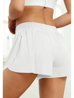 Women's Shorts Workout Pants Streetwear Casual Short Natural Plain Elastic Drawstring Design Quick Dry Breathability Comfortable Micro-elastic Sports Weekend Magenta Apricot Grey Black Summer Regular