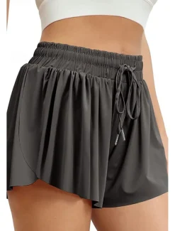 Women's Shorts Workout Pants Streetwear Casual Short Natural Plain Elastic Drawstring Design Quick Dry Breathability Comfortable Micro-elastic Sports Weekend Magenta Apricot Grey Black Summer Regular