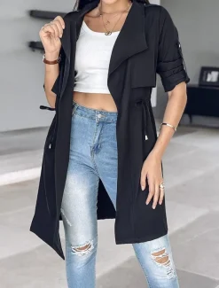 Women's Shrugs Daily Classic Long Sleeve V Neck Long Tops Work Daily Black Army Green Khaki Spring Fall Winter