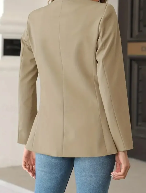Women's Shrugs Solid Color Long Sleeve V Neck Light Brown Spring Fall Winter