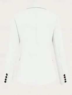 Women's Shrugs Solid Color Elegant Long Sleeve Shirt Collar Work Daily Pocket White Spring Fall Winter