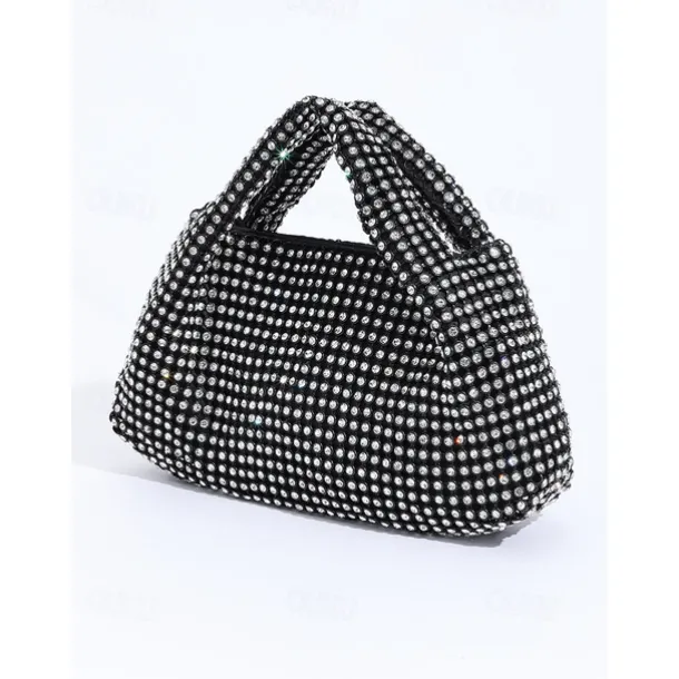 Women's Silver Rhinestone Handbag – Sparkling Evening Clutch Bag for Parties, Weddings, and Formal Events