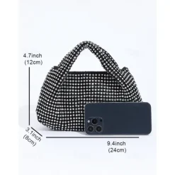 Women's Silver Rhinestone Handbag – Sparkling Evening Clutch Bag for Parties, Weddings, and Formal Events