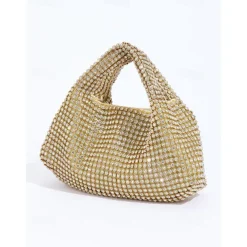 Women's Silver Rhinestone Handbag – Sparkling Evening Clutch Bag for Parties, Weddings, and Formal Events