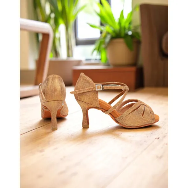 Women's Silver Satin Dance Shoes with Low Kitten Heel and Cross Strap Design - Elegant Dance Shoes for Ballroom and Latin Dances