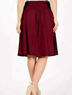 Women's Skirt A Line Basic Casual Knee-length High Waist Skirts Solid Colored Pocket Casual Daily Weekend Camel Wine Black Army Green Summer Cotton