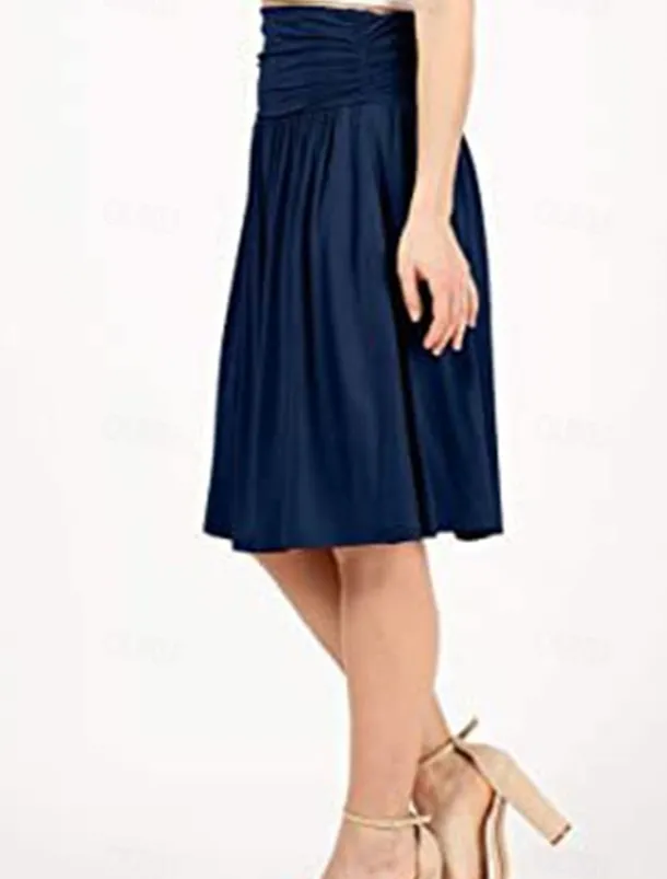Women's Skirt A Line Basic Casual Knee-length High Waist Skirts Solid Colored Pocket Casual Daily Weekend Camel Wine Black Army Green Summer Cotton