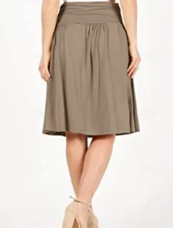 Women's Skirt A Line Basic Casual Knee-length High Waist Skirts Solid Colored Pocket Casual Daily Weekend Camel Wine Black Army Green Summer Cotton