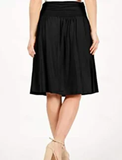 Women's Skirt A Line Basic Casual Knee-length High Waist Skirts Solid Colored Pocket Casual Daily Weekend Camel Wine Black Army Green Summer Cotton