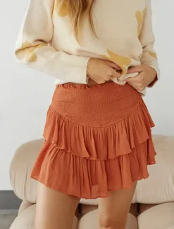 Women's Skirt A Line Fashion Casual Mini High Waist Skirts Solid Colored Layered Street Daily Black White Pink Red Summer Rayon