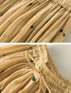 Women's Skirt A Line Fashion Casual Maxi High Waist Skirts Polka Dot Print Casual Daily Weekend Yellow Navy Blue Brown Green Summer Cotton And Linen