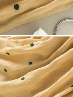 Women's Skirt A Line Fashion Casual Maxi High Waist Skirts Polka Dot Print Casual Daily Weekend Yellow Navy Blue Brown Green Summer Cotton And Linen