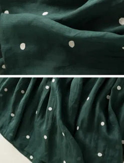 Women's Skirt A Line Fashion Casual Maxi High Waist Skirts Polka Dot Print Casual Daily Weekend Yellow Navy Blue Brown Green Summer Cotton And Linen