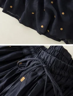 Women's Skirt A Line Fashion Casual Maxi High Waist Skirts Polka Dot Print Casual Daily Weekend Yellow Navy Blue Brown Green Summer Cotton And Linen