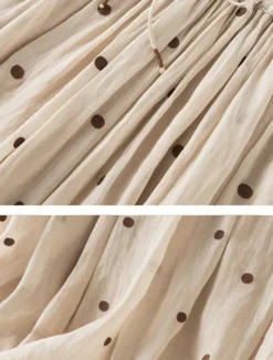 Women's Skirt A Line Fashion Casual Maxi High Waist Skirts Polka Dot Print Casual Daily Weekend Yellow Navy Blue Brown Green Summer Cotton And Linen