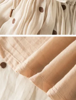 Women's Skirt A Line Fashion Casual Maxi High Waist Skirts Polka Dot Print Casual Daily Weekend Yellow Navy Blue Brown Green Summer Cotton And Linen