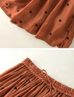 Women's Skirt A Line Fashion Casual Maxi High Waist Skirts Polka Dot Print Casual Daily Weekend Yellow Navy Blue Brown Green Summer Cotton And Linen