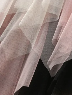 Women's Skirt A Line Swing Fashion Casual Midi High Waist Skirts Color Block Irregular Hem Layered Vacation Street White Pink Blue Green Winter Spandex