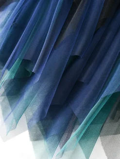 Women's Skirt A Line Swing Fashion Casual Midi High Waist Skirts Color Block Irregular Hem Layered Vacation Street White Pink Blue Green Winter Spandex