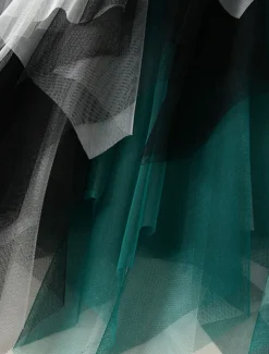 Women's Skirt A Line Swing Fashion Casual Midi High Waist Skirts Color Block Irregular Hem Layered Vacation Street White Pink Blue Green Winter Spandex