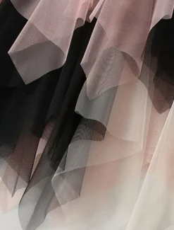 Women's Skirt A Line Swing Fashion Casual Midi High Waist Skirts Color Block Irregular Hem Layered Vacation Street White Pink Blue Green Winter Spandex