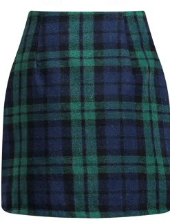 Women's Skirt Bodycon Fashion Casual Mini High Waist Skirts Plaid Print Vacation Street Sapphire Turquoise Dark Green Dark Coffee Winter Woolen