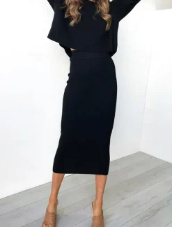 Women's Skirt Bodycon Midi High Waist Skirts Solid Colored Street Daily Winter Fashion Sexy Black White