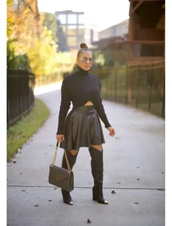 Women's Skirt Fashion Carnival Costumes Ladies Mini Skirts Solid Colored Pleated Carnival Homecoming Black Red Brown Spring & Fall PU Leather